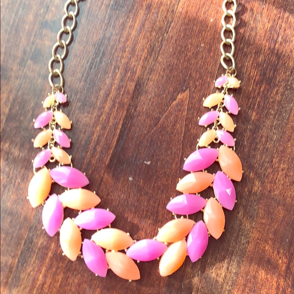 Pink peach and gold necklace
